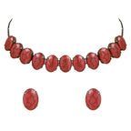 Glamorous Fashionable Eye-Catching Red Beaded Choker and Earrings Set For Women/Girls - Wahe Jewels - Swadesiicart