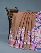 Shades Of Chikoo With Off-White Colour Leheriya Georgette Saree By Gayathri Reddy Designer Studio | Grocsy