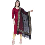 A R Silk Women's Gotta Patti Embroidery Orgenza Cotton Black Dupattas and Chunnis | Grocsy