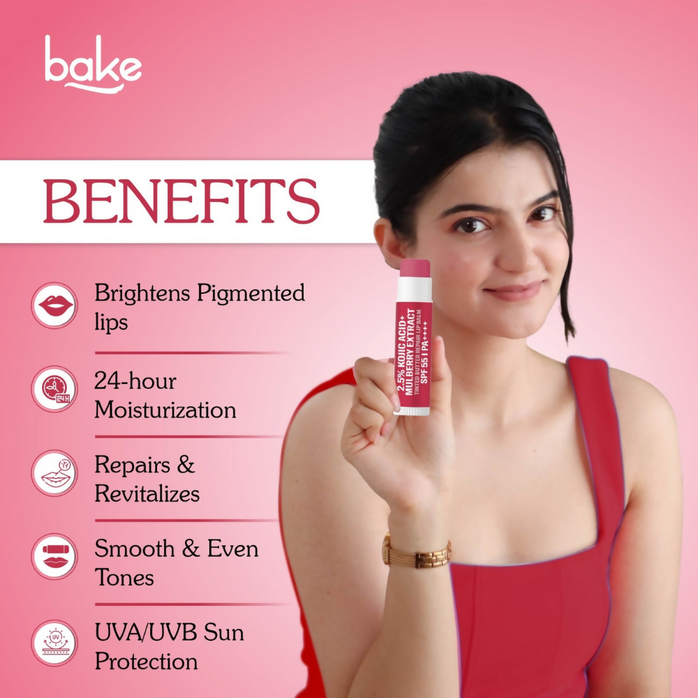 Bake 2.5% Kojic Acid Mulberry Extract Tinted Butter Brightening Lip Balm SPF 55 PA++++ | Grocsy