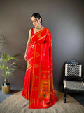 Joban Fashion Red Meenakari Weaving Paithani Sarees | Grocsy