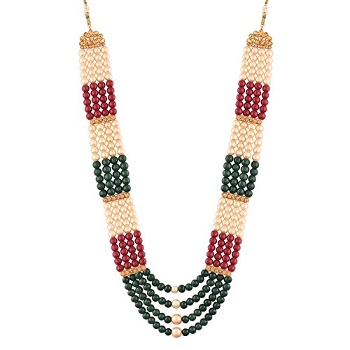 Traditional Gold-Polished Dulha Long Necklace/Moti Mala for Men - Wahe Jewels - Swadesiicart