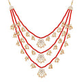 Designer Multi Stand Pearl & Kundan Maharaja Haar Groom Necklace Set for Men - Wahe Jewels - Swadesiicart