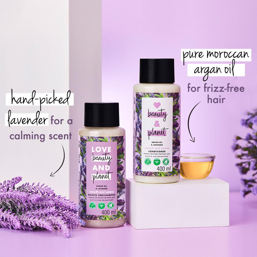 Love Beauty And Planet Argan Oil And Lavender Sulphate Free Shampoo For Dry & Frizzy Hair | Grocsy