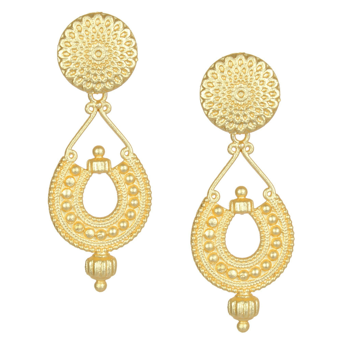 Joban Fashion Women Matte Gold Brass Earrings | Grocsy