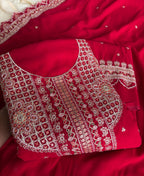 KC New Georgette Short Salwar Kameez Pakistani Style Red | Grocsy