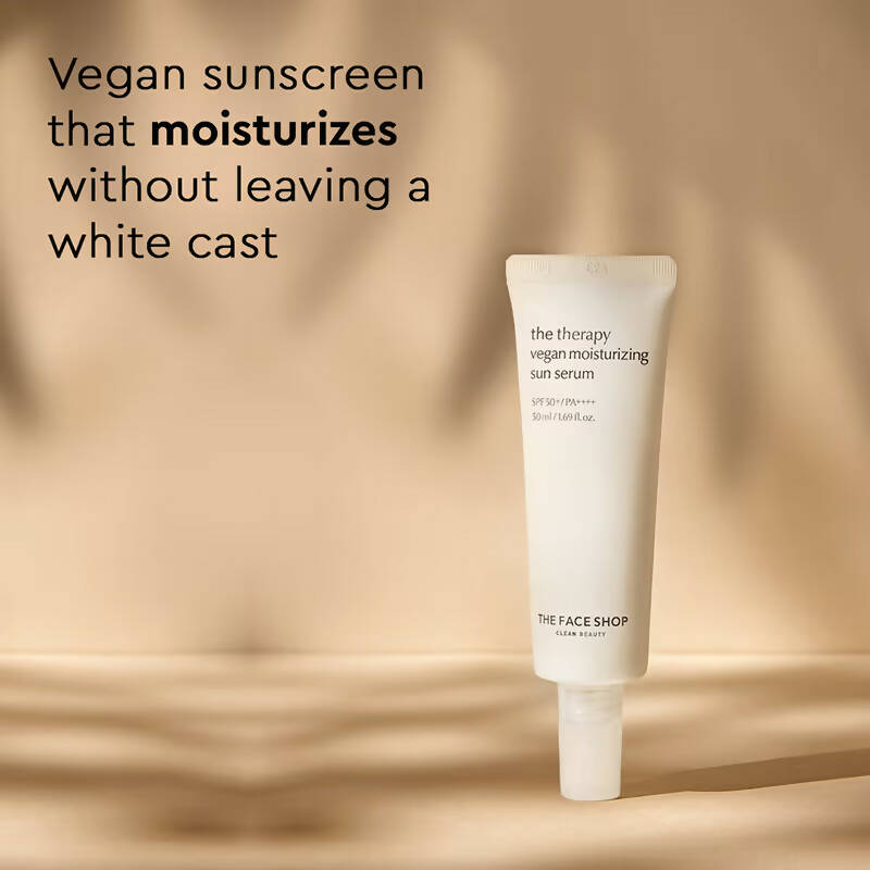 The Face Shop The Therapy Vegan Moisturizing Sun Serum SPF 50+ - Korean Skincare | Grocsy