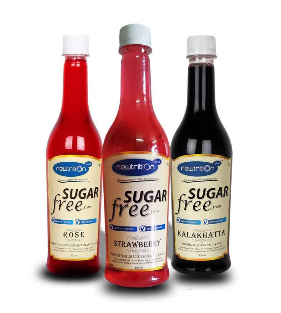 Newtrition Plus Sugar Free Rose + Strawberry + Kalakhatta Syrup | Grocsy