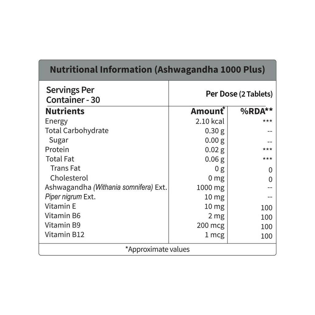 Neuherbs Ashwagandha 1000 Plus Tablets with Vitamins | Grocsy