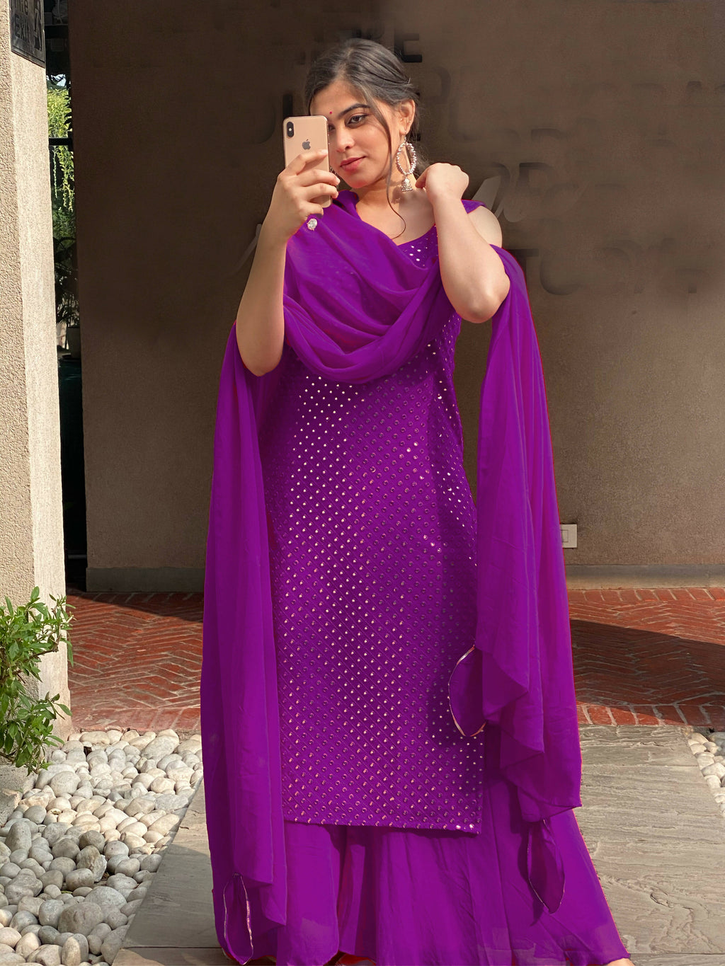 Partywear Designer Purple Georgette Palazzo Suit - Anbazaar | Grocsy