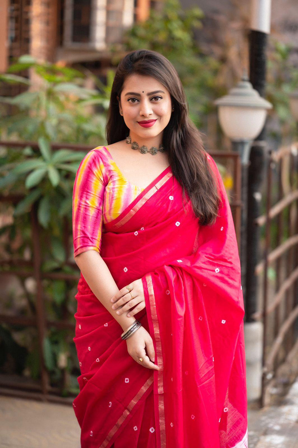 Rani Chanderi Cotton Block Print Saree with Unstitched Blouse - Hiral Fashion | Grocsy