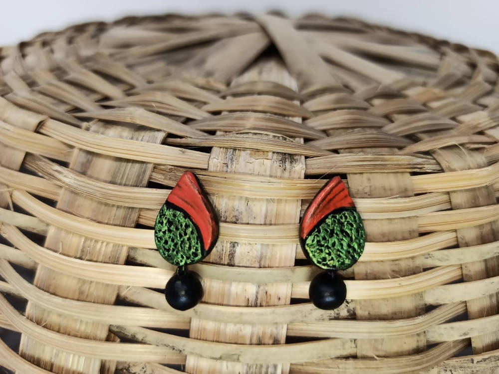 Terracotta Water Drop Ear Studs | Grocsy