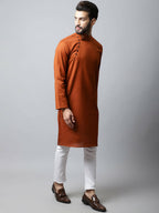 Even Apparels Brown Color Pure Cotton Men's Kurta With Side Placket (SLD1137) | Grocsy