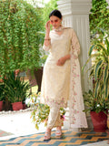 Mirror Embroidered Silk Kurta With Pant & Embroidered Organza Dupatta, Beige - Hiral Fashion | Grocsy