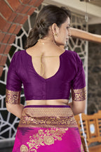MANOHARI Banarasi Silk Blend Jacquard Work Saree - Purple | Grocsy