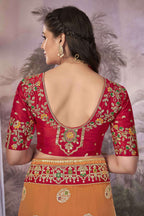 MANOHARI Banarasi Silk Blend Jacquard Work Saree - Orange | Grocsy