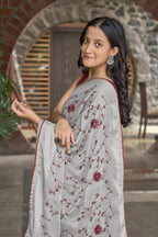 MANOHARI Georgette Embroidered Work Saree - Grey | Grocsy