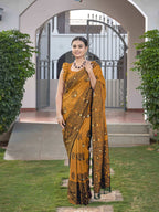 MANOHARI Banarasi Silk Blend Jacquard Work Saree - Mustard | Grocsy