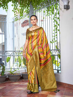 MANOHARI Banarasi Silk Blend Jacquard Work Saree - Green | Grocsy