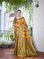 MANOHARI Banarasi Silk Blend Jacquard Work Saree - Green | Grocsy