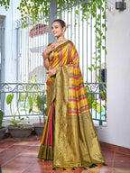 MANOHARI Banarasi Silk Blend Jacquard Work Saree - Green | Grocsy