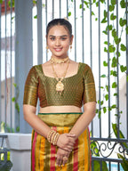 MANOHARI Banarasi Silk Blend Jacquard Work Saree - Green | Grocsy