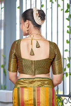 MANOHARI Banarasi Silk Blend Jacquard Work Saree - Green | Grocsy