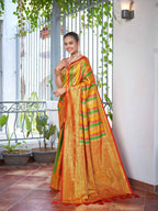 MANOHARI Banarasi Silk Blend Jacquard Work Saree - Red | Grocsy