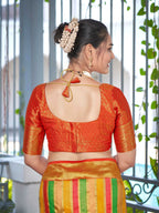 MANOHARI Banarasi Silk Blend Jacquard Work Saree - Red | Grocsy