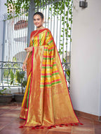 MANOHARI Banarasi Silk Blend Jacquard Work Saree - Pink | Grocsy
