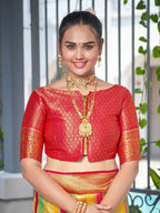 MANOHARI Banarasi Silk Blend Jacquard Work Saree - Pink | Grocsy