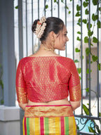 MANOHARI Banarasi Silk Blend Jacquard Work Saree - Pink | Grocsy