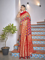 MANOHARI Banarasi Silk Blend Jacquard Work Saree - Yellow | Grocsy