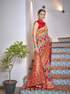 MANOHARI Banarasi Silk Blend Jacquard Work Saree - Yellow | Grocsy