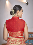 MANOHARI Banarasi Silk Blend Jacquard Work Saree - Yellow | Grocsy