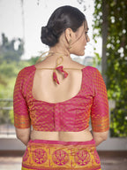 MANOHARI Banarasi Silk Blend Jacquard Work Saree - Yellow | Grocsy