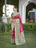 MANOHARI Banarasi Silk Blend Jacquard Work Saree - Pink | Grocsy