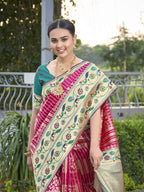 MANOHARI Banarasi Silk Blend Jacquard Work Saree - Pink | Grocsy