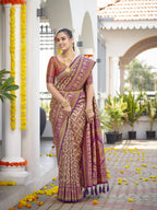 MANOHARI Banarasi Silk Blend Jacquard Work Saree - Purple | Grocsy