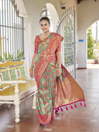 MANOHARI Banarasi Silk Blend Jacquard Work Saree - Blue | Grocsy