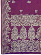 MANOHARI Banarasi Silk Blend Jacquard Work Saree - Purple | Grocsy