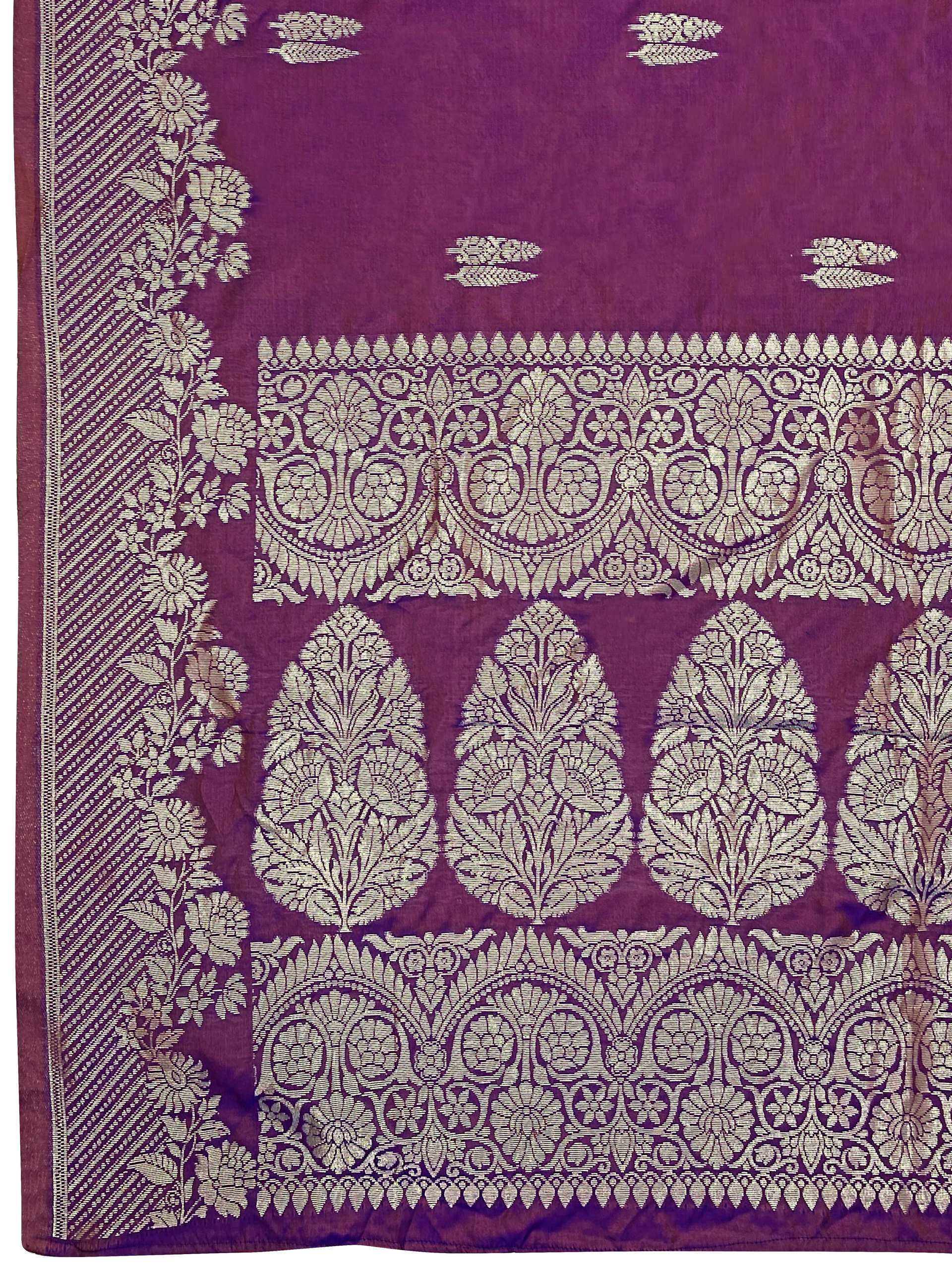MANOHARI Banarasi Silk Blend Jacquard Work Saree - Purple | Grocsy