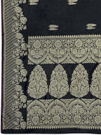 MANOHARI Banarasi Silk Blend Jacquard Work Saree - Black | Grocsy