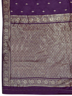 MANOHARI Banarasi Silk Blend Jacquard Work Saree - Purple | Grocsy