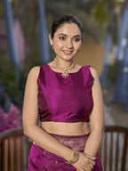 MANOHARI Banarasi Silk Blend Jacquard Work Saree - Purple | Grocsy