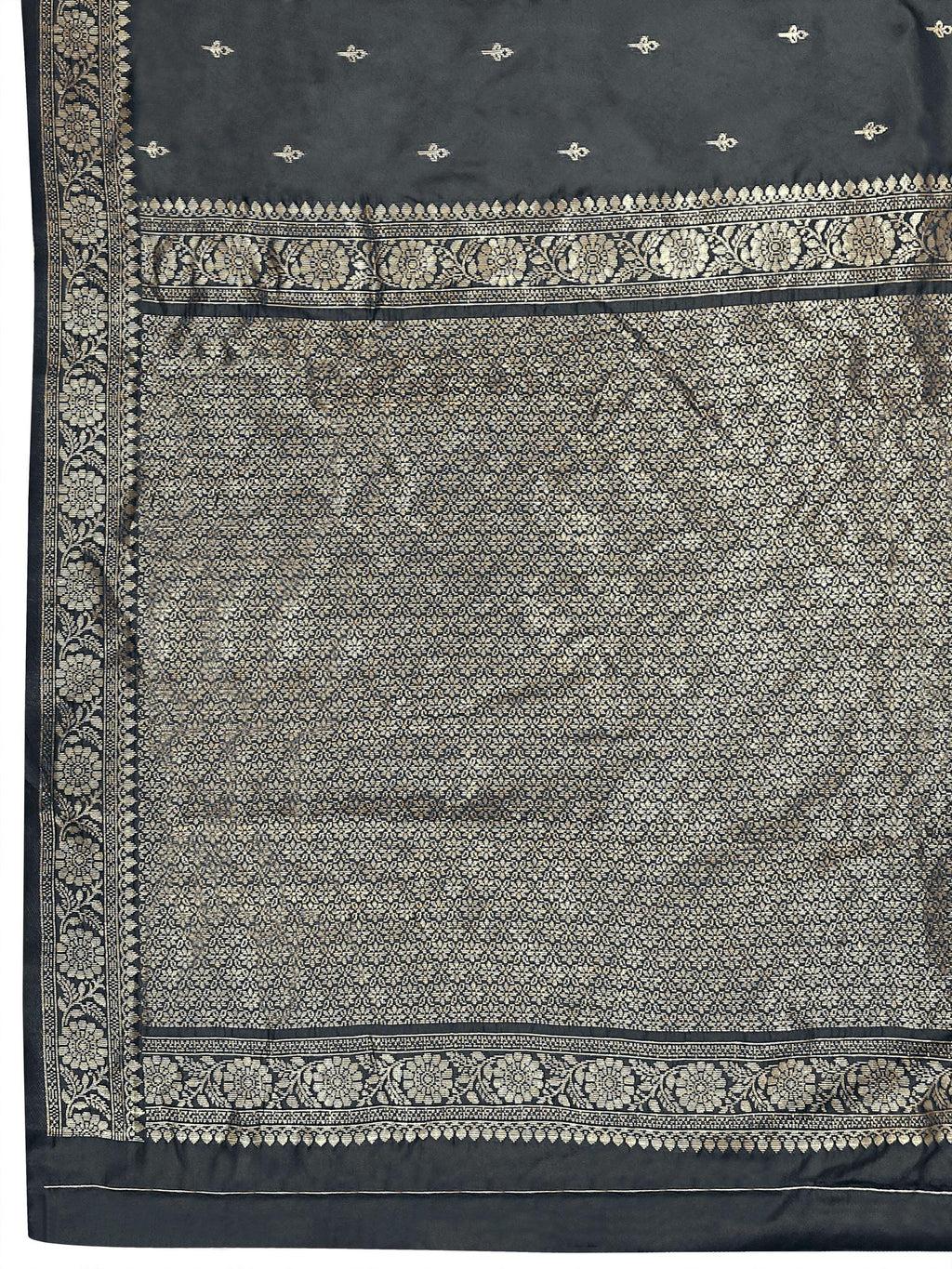 MANOHARI Banarasi Silk Blend Jacquard Work Saree - Grey | Grocsy