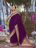 MANOHARI Banarasi Silk Blend Jacquard Work Saree - Purple | Grocsy