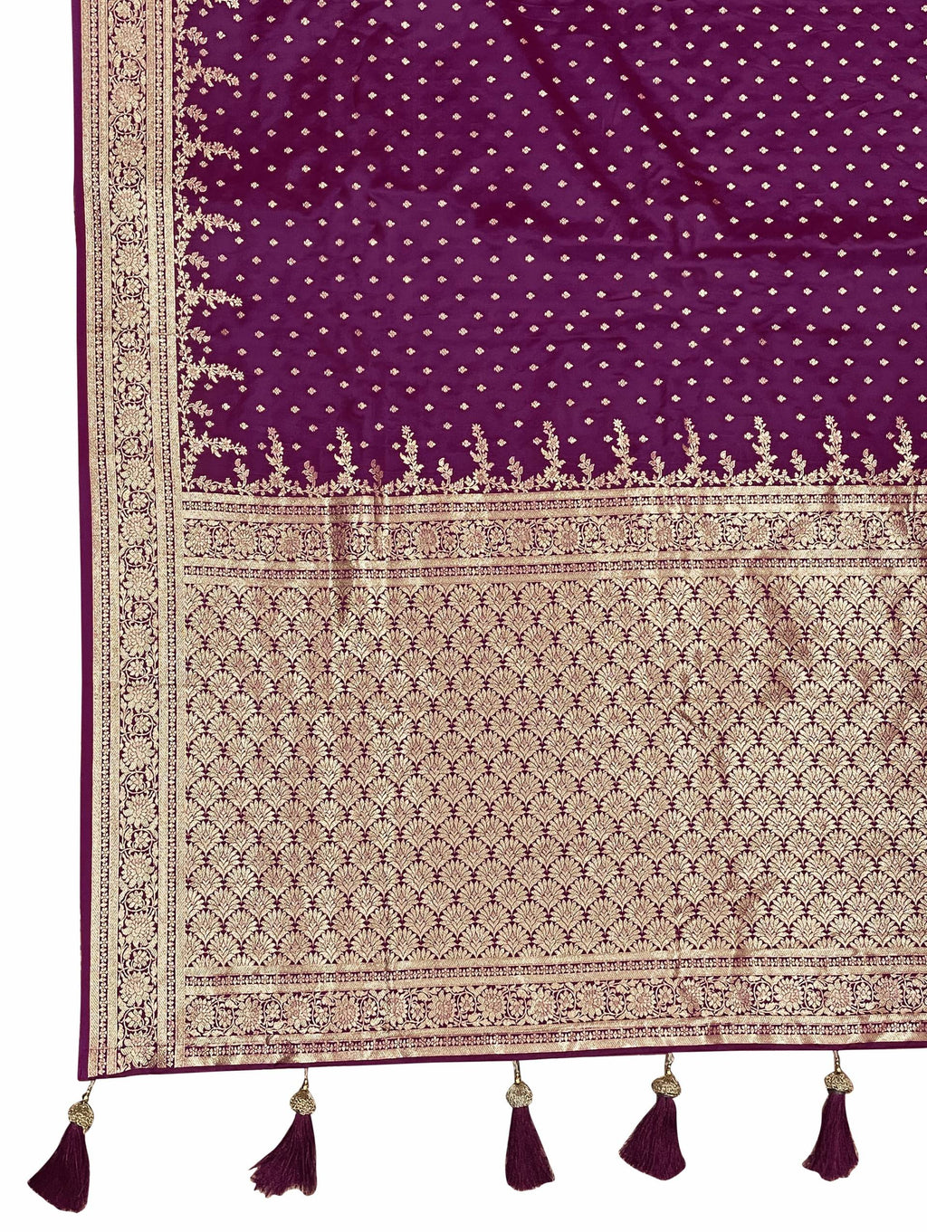 MANOHARI Banarasi Silk Blend Jacquard Work Saree - Purple | Grocsy