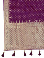 MANOHARI Banarasi Silk Blend Jacquard Work Saree - Purple | Grocsy