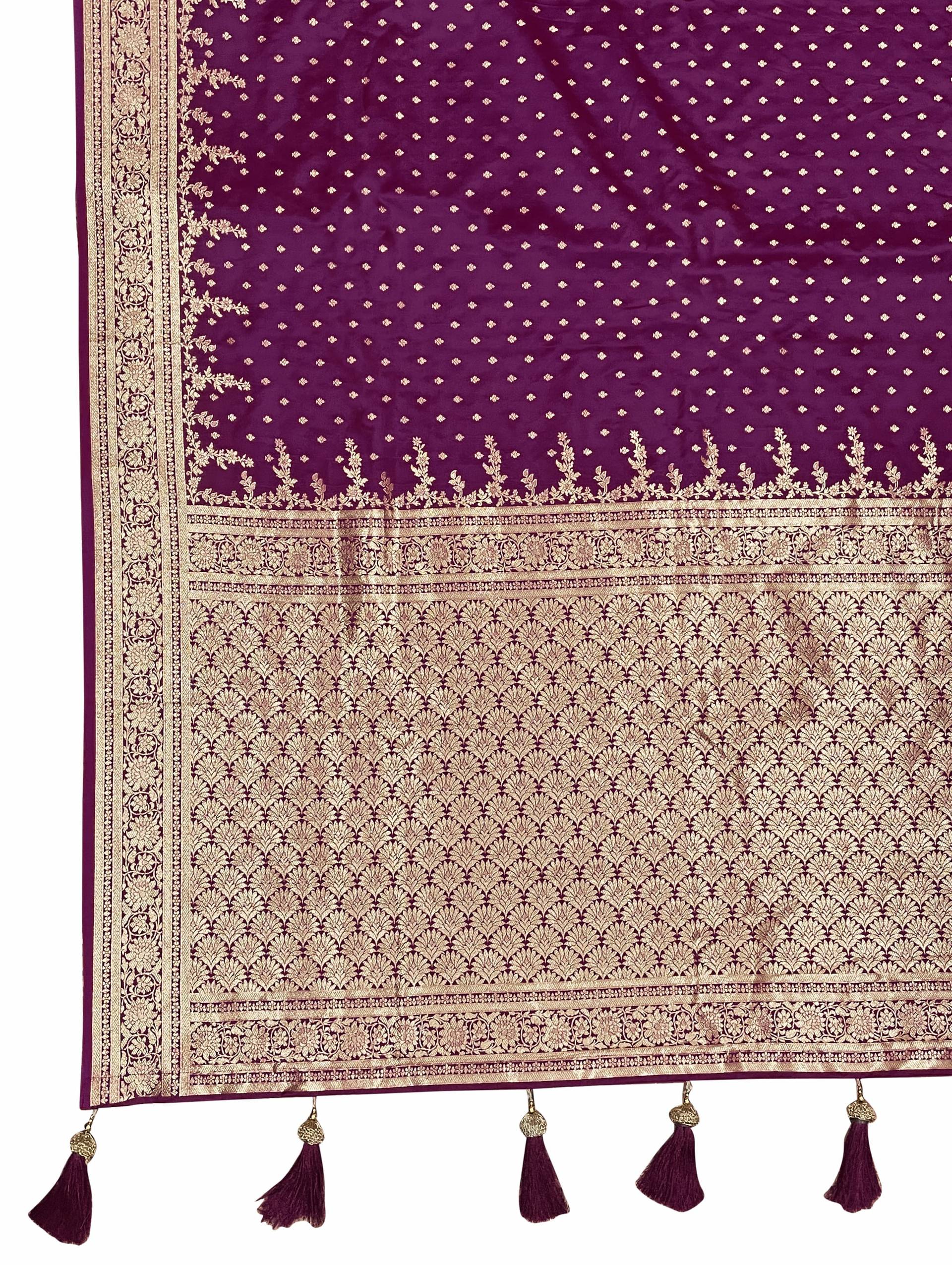 MANOHARI Banarasi Silk Blend Jacquard Work Saree - Purple | Grocsy